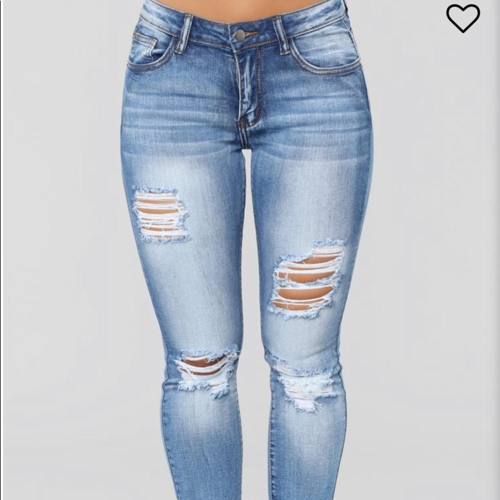 Distressed Blue Jeans